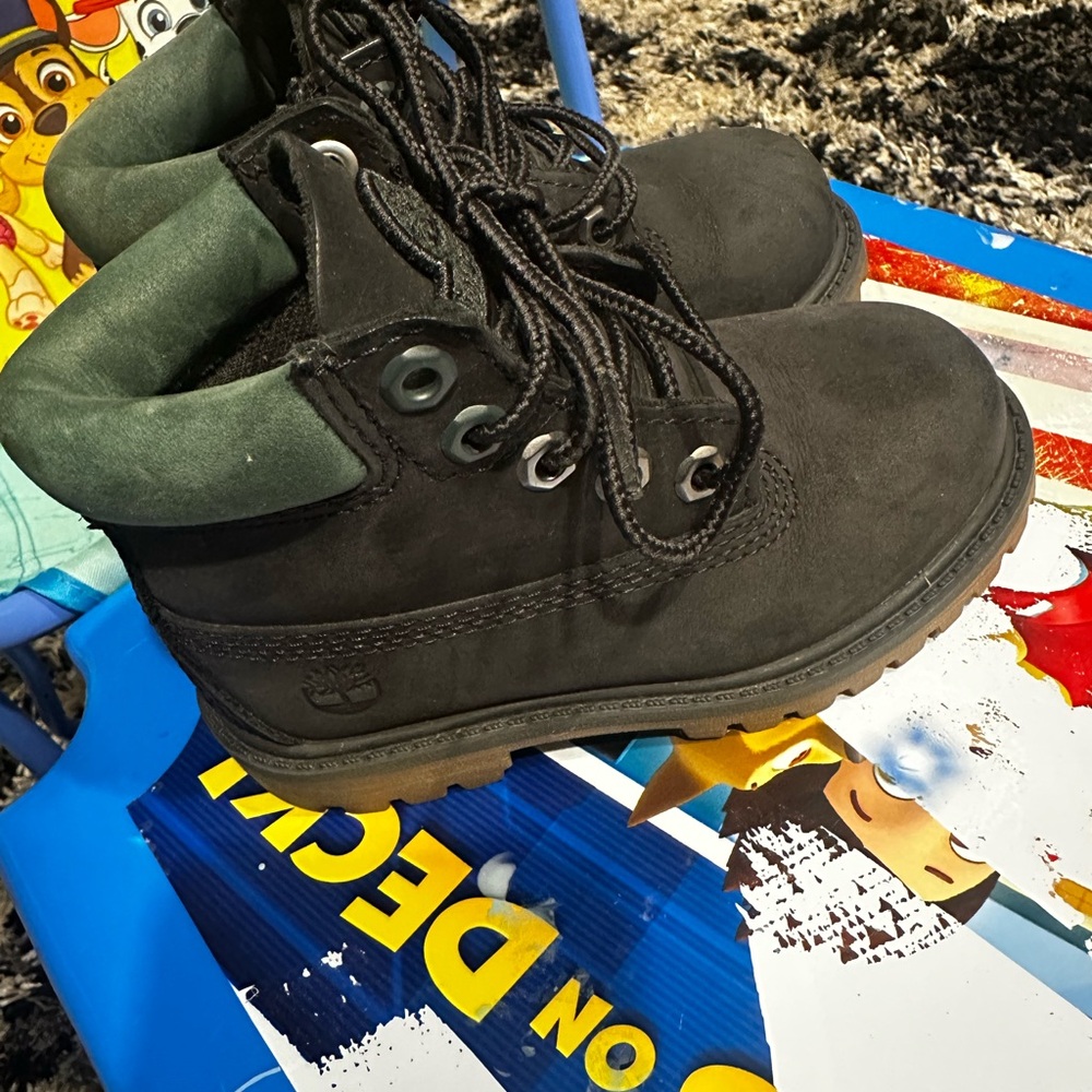 Timberland Kids Black and Green Boots